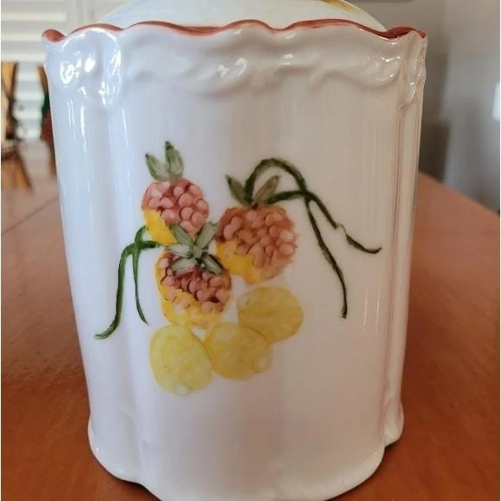 Char‎ Dickens Vintage Hand Painted Porcelain Canister Fruit Garden Still Life